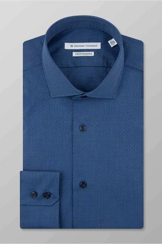 Oxford Company ανδρικό classic πουκάμισο roxy με μικροσχέδιο Slim Fit - M545NRU21.02 Μπλε